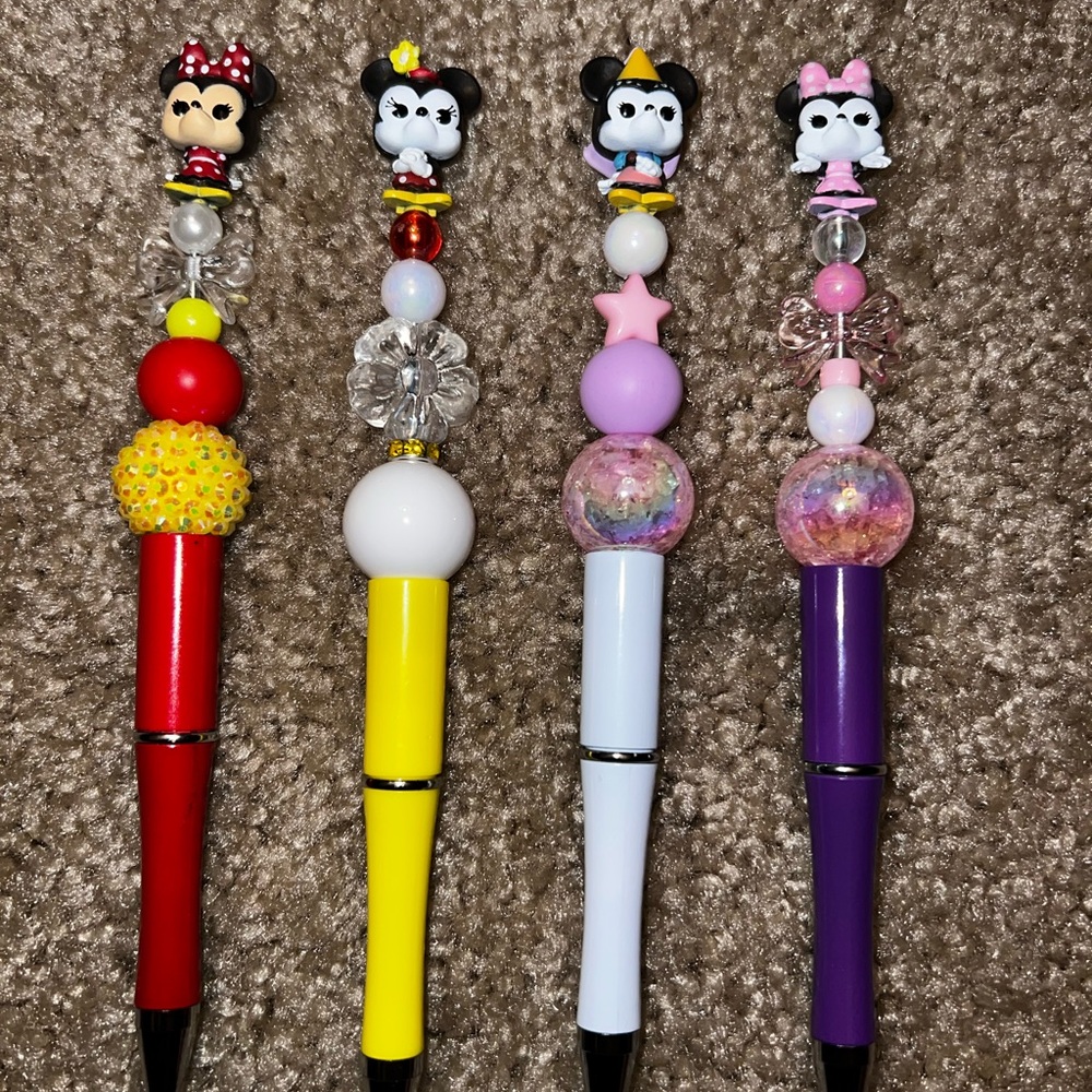 Handmade beaded pens with character topper